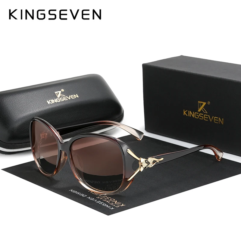 KINGSEVEN  New Large Frame Sunglasses Women Elegant Goggles Fashion Sun Glasses Female Shades Eyewear   N7842
