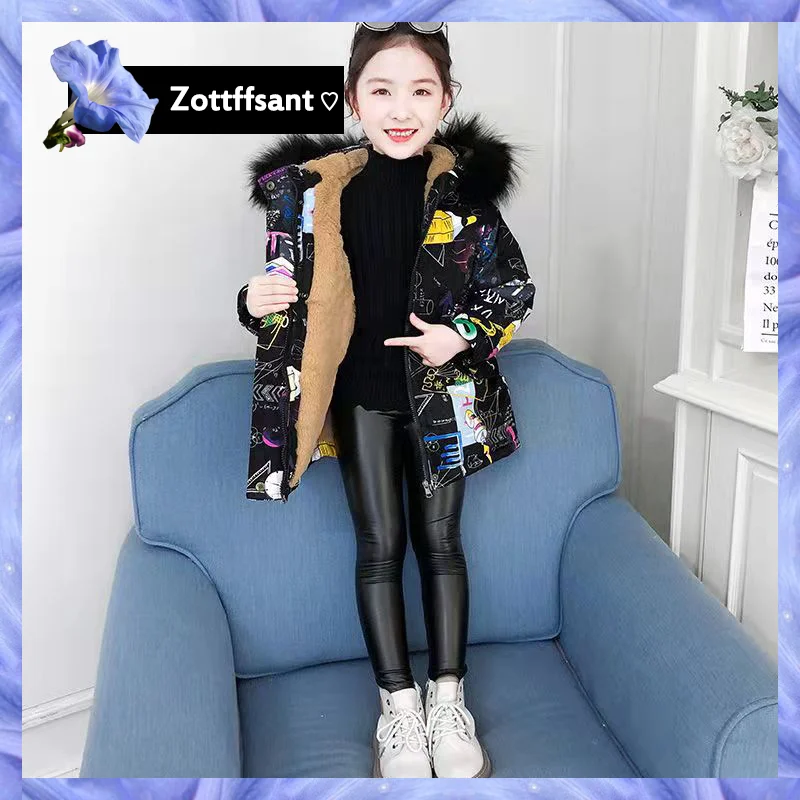 

Winter Boys Girls Thick Warm Fluffy Coat Fur Collar Kid Parkas Jacket Children Clothes