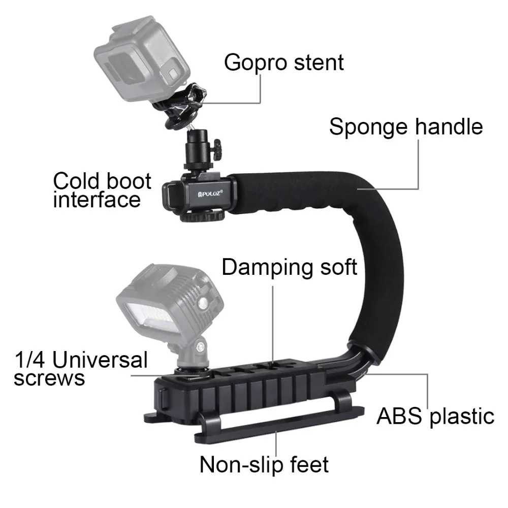 PULUZ для Steadycam U-Grip c-образная рукоятка Стабилизатор камеры w/h штатив головка телефона Зажим адаптер для Steadicam DSLR Стабилизатор