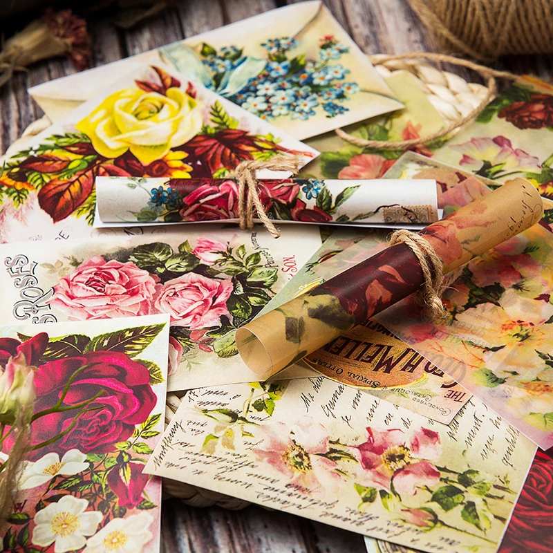 12 шт./пакет Винтаж цветы калька Бумага шаблон пакет для Скрапбукинг Happy planner изготовления открыток мусор журнал проекта