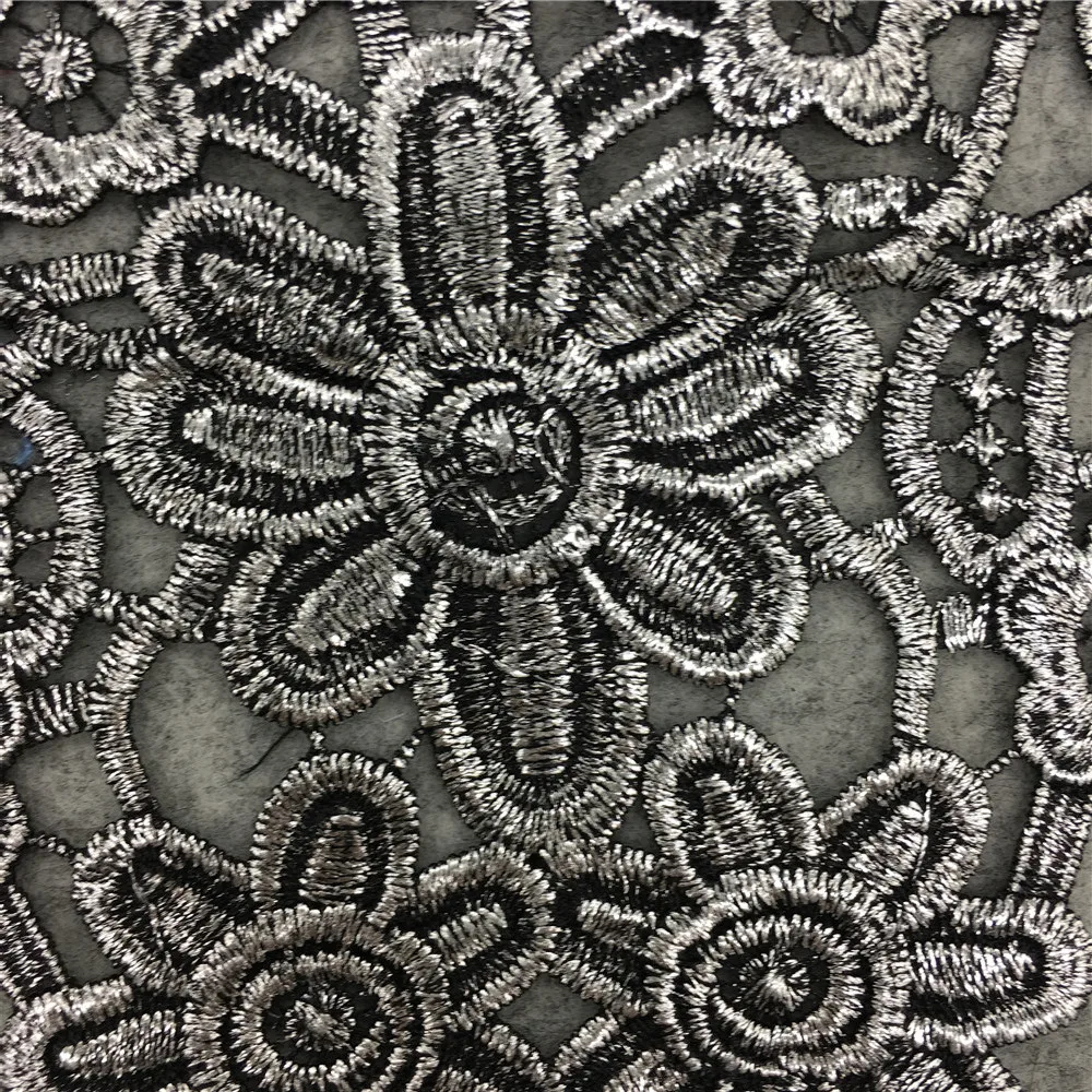 Новый стиль серебряная вышивка цветок кружевное декольте ткань сделай сам