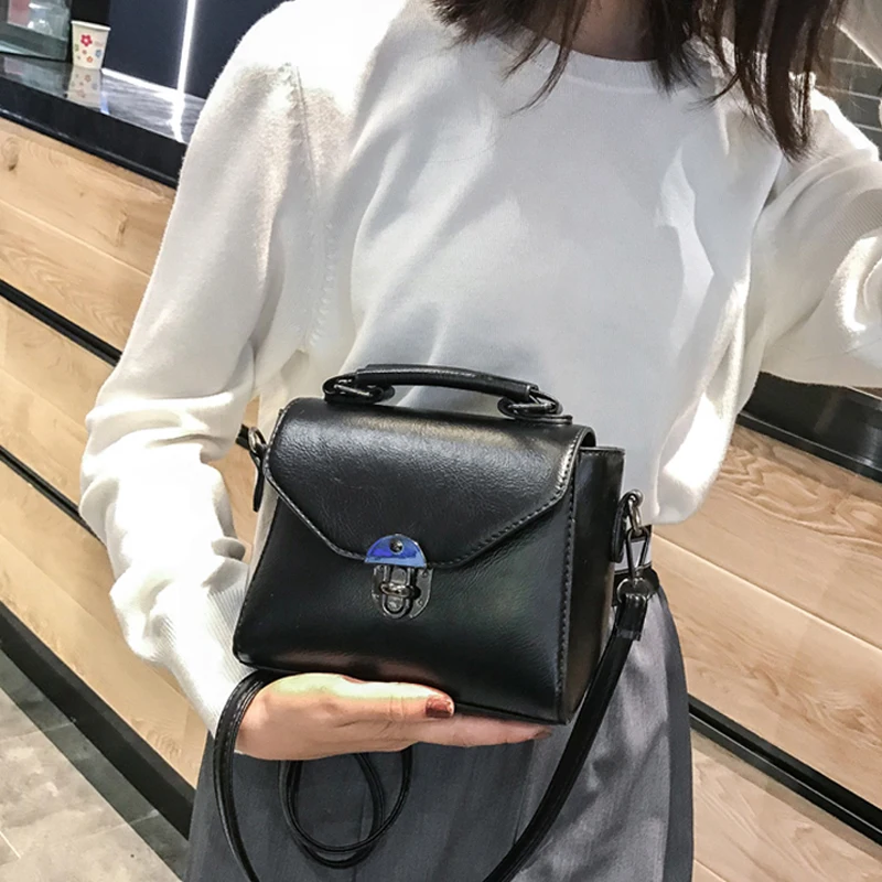 2021 Vintage PU Leather Female Top-handle Bags Small Quare Crossbody Women Handbag Casual Shoulder Bag Lady High Quality Flap