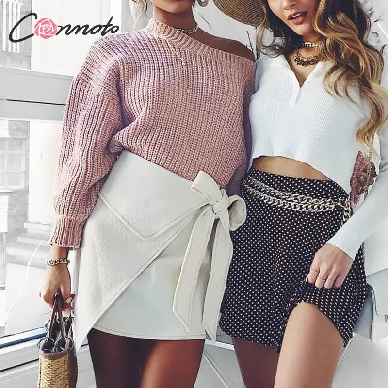 Conmoto Chenille Pink Sexy Autumn Winter 2019 Knit Sweater Women Casual Female Knitted Ladies Crop | Женская одежда
