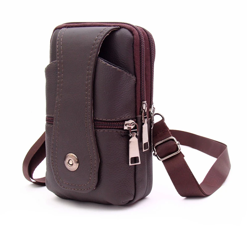 

Men Pu Leather Fanny Waist Bag Classic Texture Creative Delicate Design Chic Business Solid Mobile Phone Belt Bum Pouch