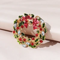temperament retro goddess diamond wreath encrusted christmas brooch personality alloy drop oil hit color pin dress accessories