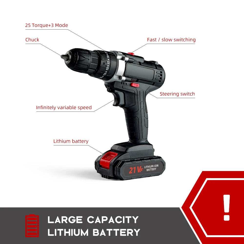 Аккумуляторная дрель электрическая отвертка Беспроводной Мощность драйвер