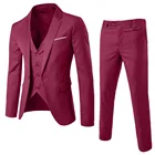 Приталенный мужской костюм, облегающий костюм из 3 предметов, блейзер, пиджак для деловых встреч и свадеб, жилет и брюки, мужской пиджак, Свадебные Мужские костюмы 2021