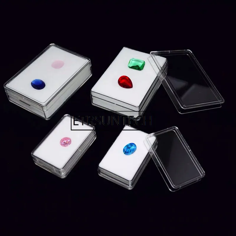 

80pcs Diamond Storage Organizer Clear Rectangle Gem Jars Box Gemstones Packaging Box Pendant Jewelry Gift Display Case
