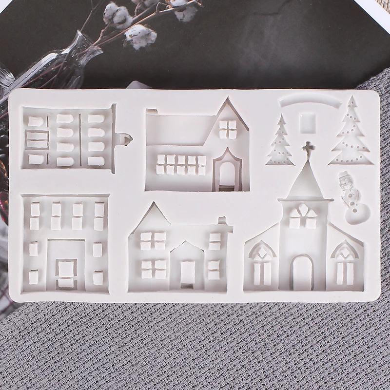 

Silicone 3D Christmas House Shape Cake Candy Chocolate Mold Cake Decorating Tools Confeitaria Maker Useful Bakeware Kitchen Tool