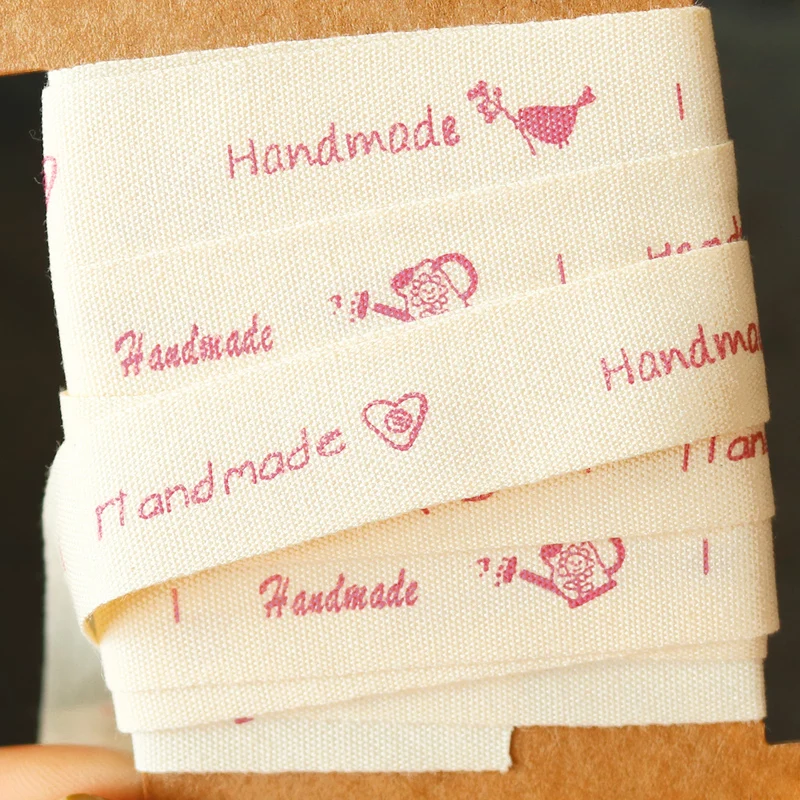 Ярко розовая хлопковая лента ручной работы цветок птица 15 мм x 100 м тканевая для