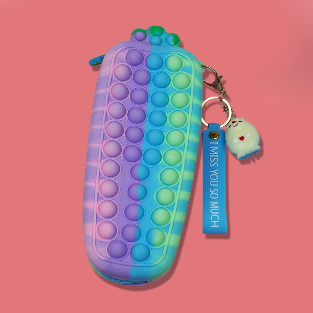 Simple Sensory Squeeze Fidget Toy Anti-Stress Stress Reliever Carrot Pencil Case Silicone Purse Push Bubbles Dimple Bag School | Игрушки и
