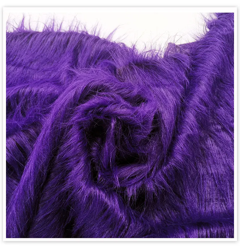 Luxury purple 9cm plush faux fur fabric for winter coat vest stage cosplay decor long fur fabric tissue DIY 150*50cm 1pc SP5419