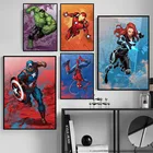 Marvel Мстители Капитан Америка Человек-паук картины на холсте железный человек плакаты печать на стене картина для гостиной домашний декор