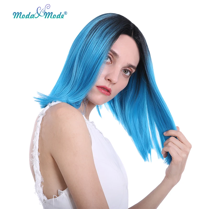 Moda& Mode волосы 1" короткий прямой розовый Боб косплей парик Омбре синтетический парик на кружеве для черных/белых женщин средняя часть