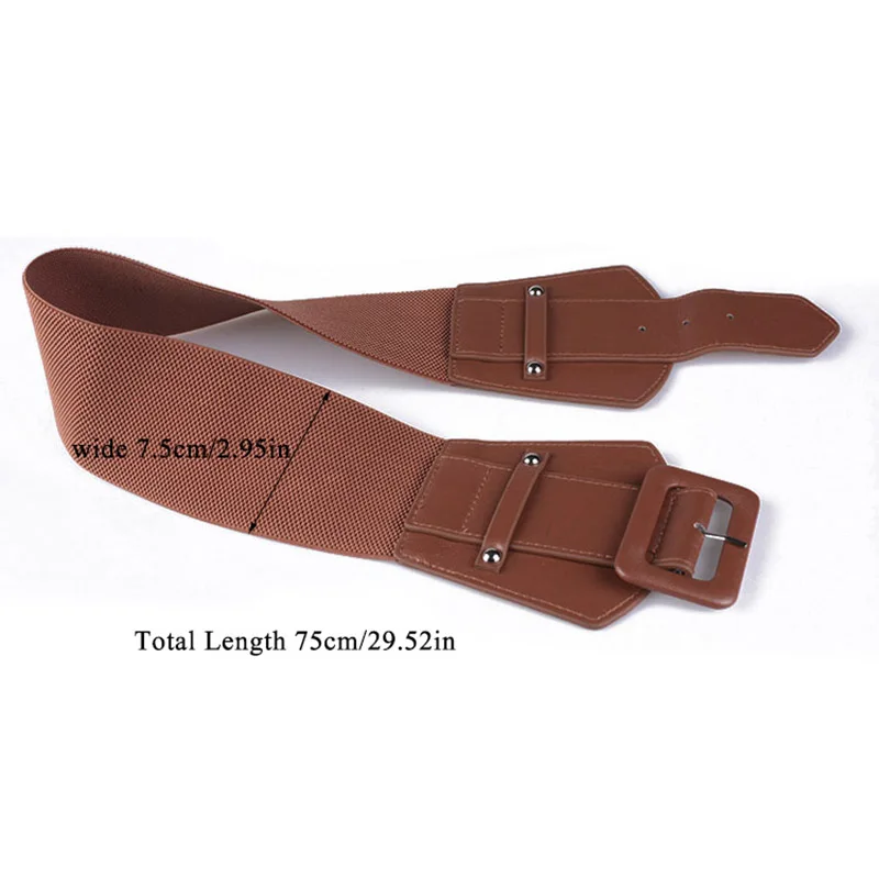 Винтажный простой женский широкий пояс модный однотонный эластичный из ПУ кожи с