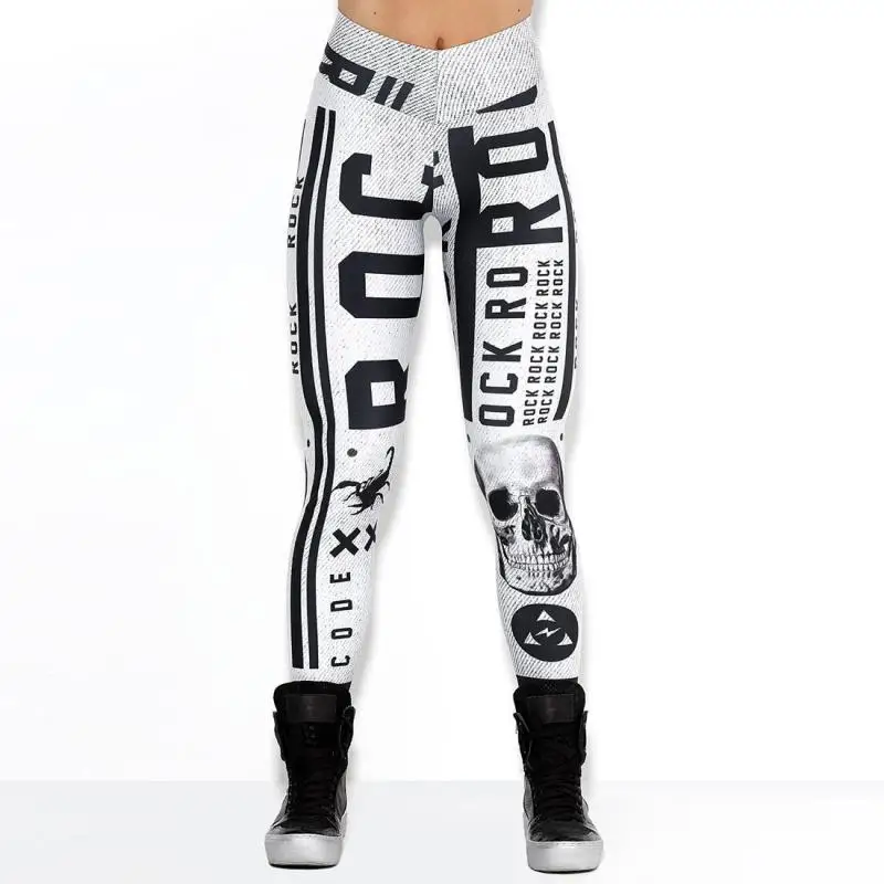 

Halloween skull print high waist leggings ladies sports fitness