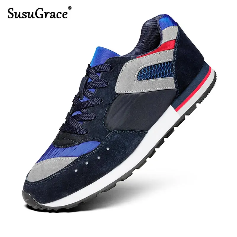 

Мужские дышащие кроссовки на плоской подошве, из натуральной кожи