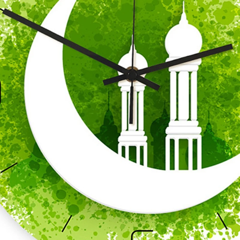 2PCS Acrylic Muslim Wall Clock Living Room Mute Electronic Frameless Clocks Ramadan Decorations Green & White+Blue | Дом и сад