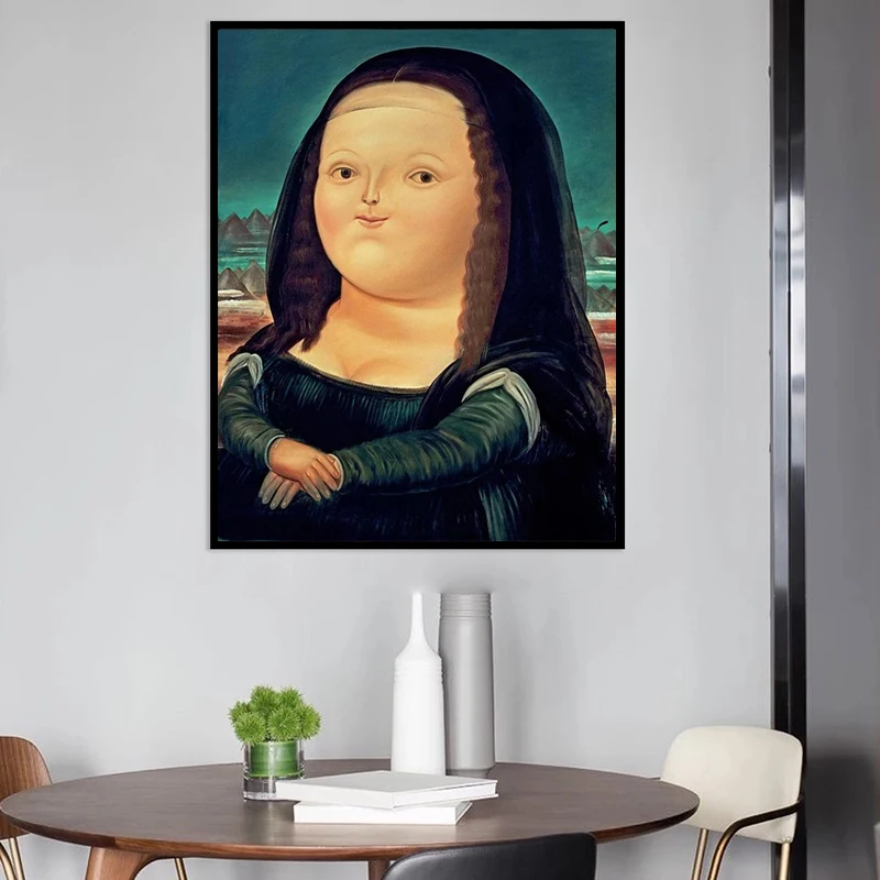 Nordic футболка с забавным мультипликационным принтом жира Мона Лиза холст картины