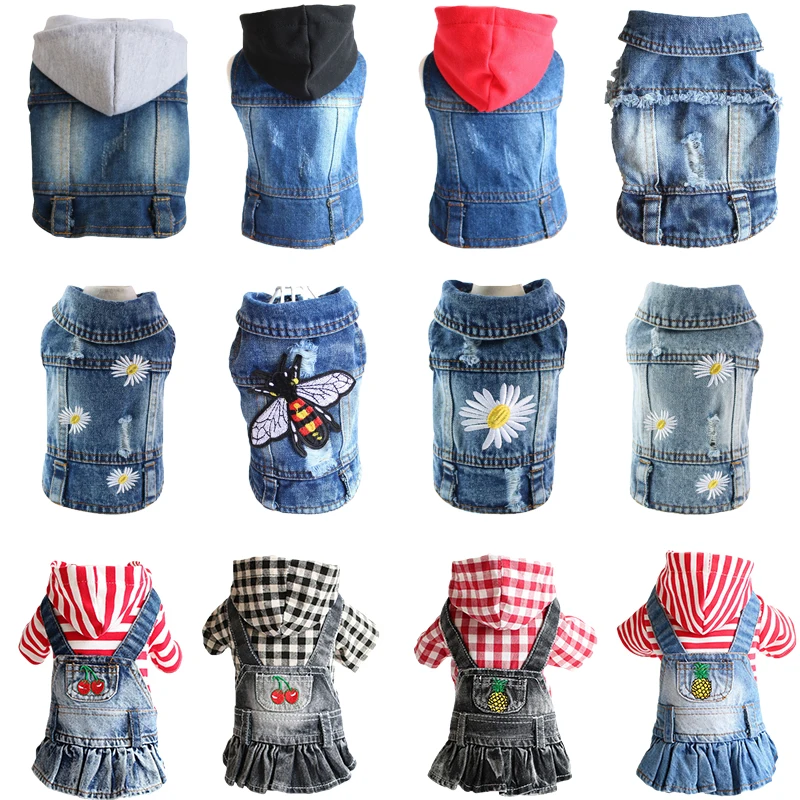 XS-2XL Pet Dog Clothes Denim Coat Spring Summer Puppy Vest for Chihuahua Yorkies Small Dogs Cool Jeans Jacket Pets Costume | Дом и сад