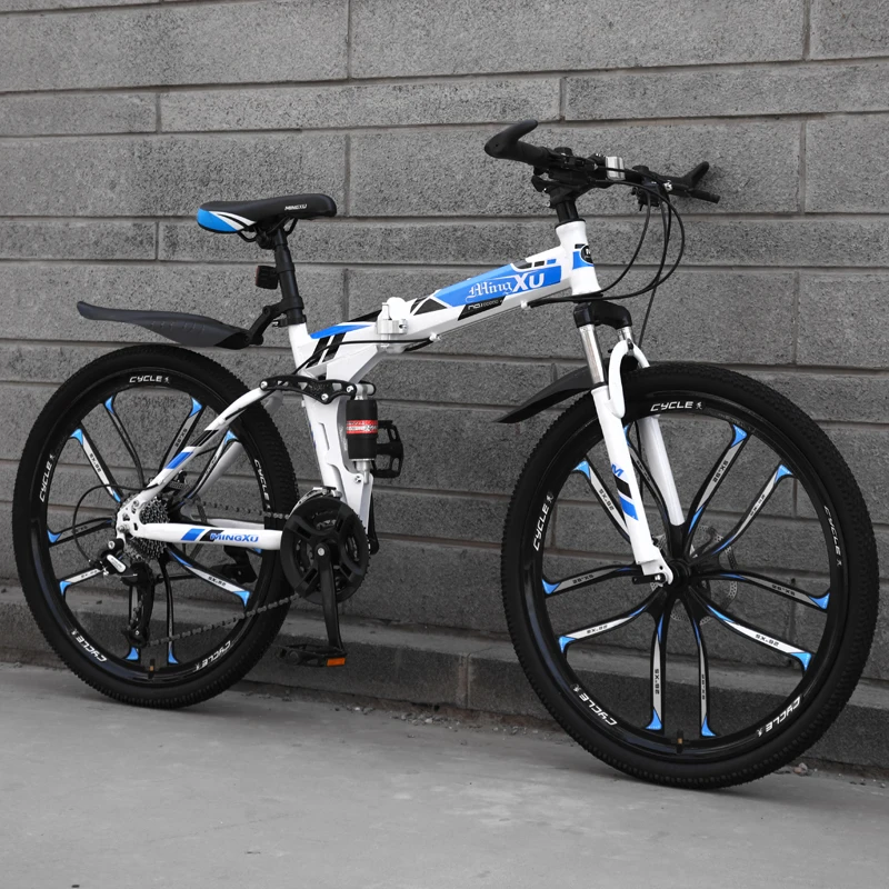 26 Inch 21/24/27 Speed Folding Bike Carbon Steel Frame Double Shock for Student Adult | Спорт и развлечения