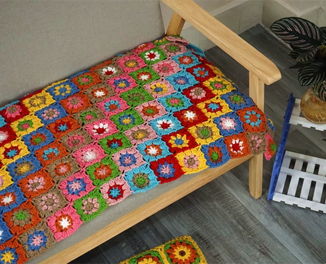 Вязаное крючком одеяло ручной работы подушка с маргариткой и цветком маргаритки