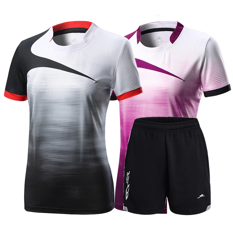 Новый костюм для бадминтона мужчин и женщин с коротким рукавом шортами рубашка