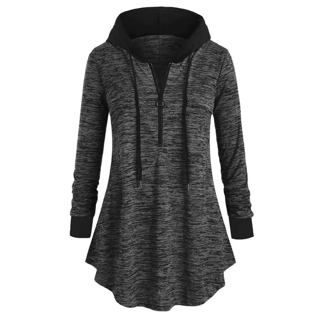 Женская Осенняя рубашка с капюшоном размера плюс 5xl пуловер кулиской длинная
