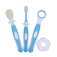 baby toothbrush kit 1 2yrs kids soft bristles toothbrush teether with tongue scraper cleaning oral orthodontic toothbrush