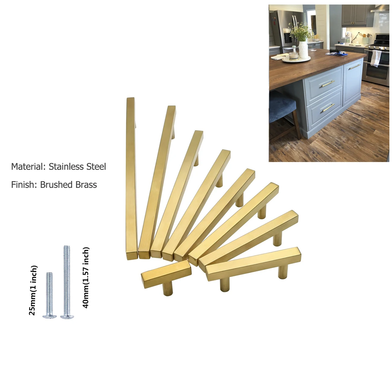 Goldenwarm матовый латунный ящик тянет золотые кухонные аппаратные средства Шкаф