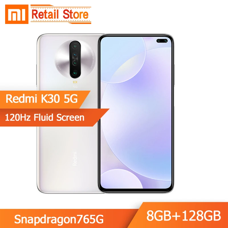 Смартфон Xiaomi Redmi K30 5G 8GB 128GB 120Hz с жидким экраном Восьмиядерный процессор Snapdragon 765G 64