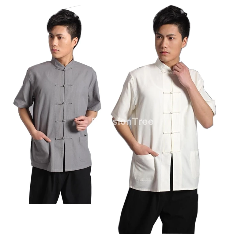

2022 traditional chinese style hanfu cotton linen shirt wushu tang suit men kung fu shirts cheongsam chinese kung fu tang shirt