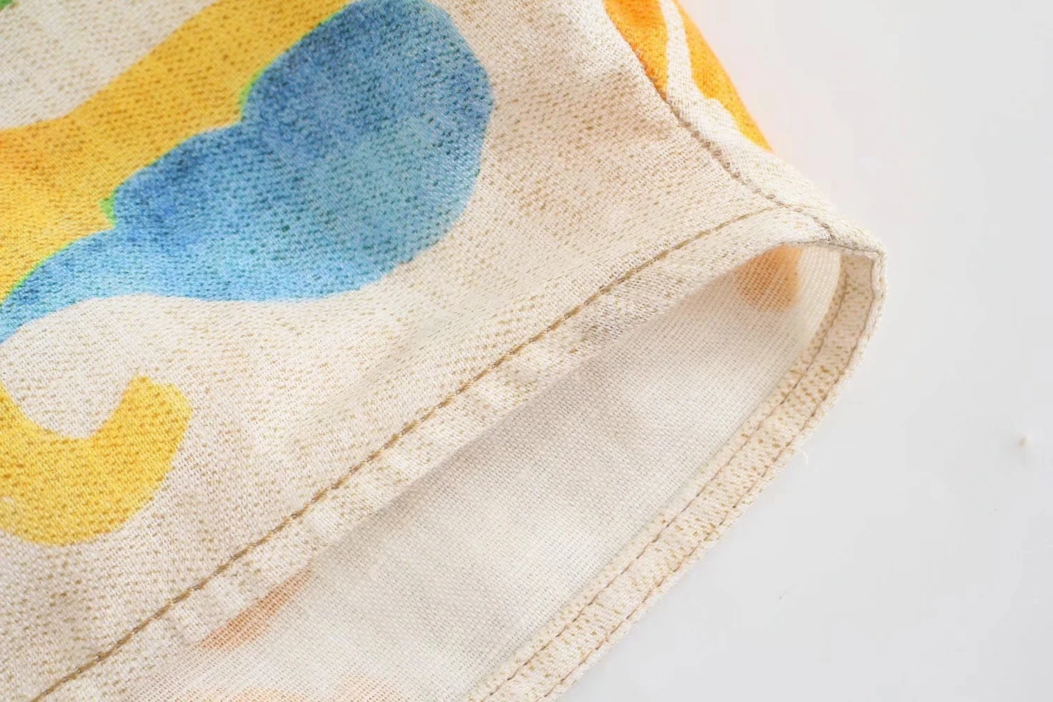 

KRSB Summer Women Printed Long Dress V-Neck Waistless Folds Design Sense Of Flower Printing A-Line Holiday Casual Style