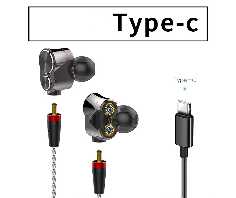 Динамический наушник двойной блок драйвер DIY HIFI бас сабвуфер с микрофоном кабель
