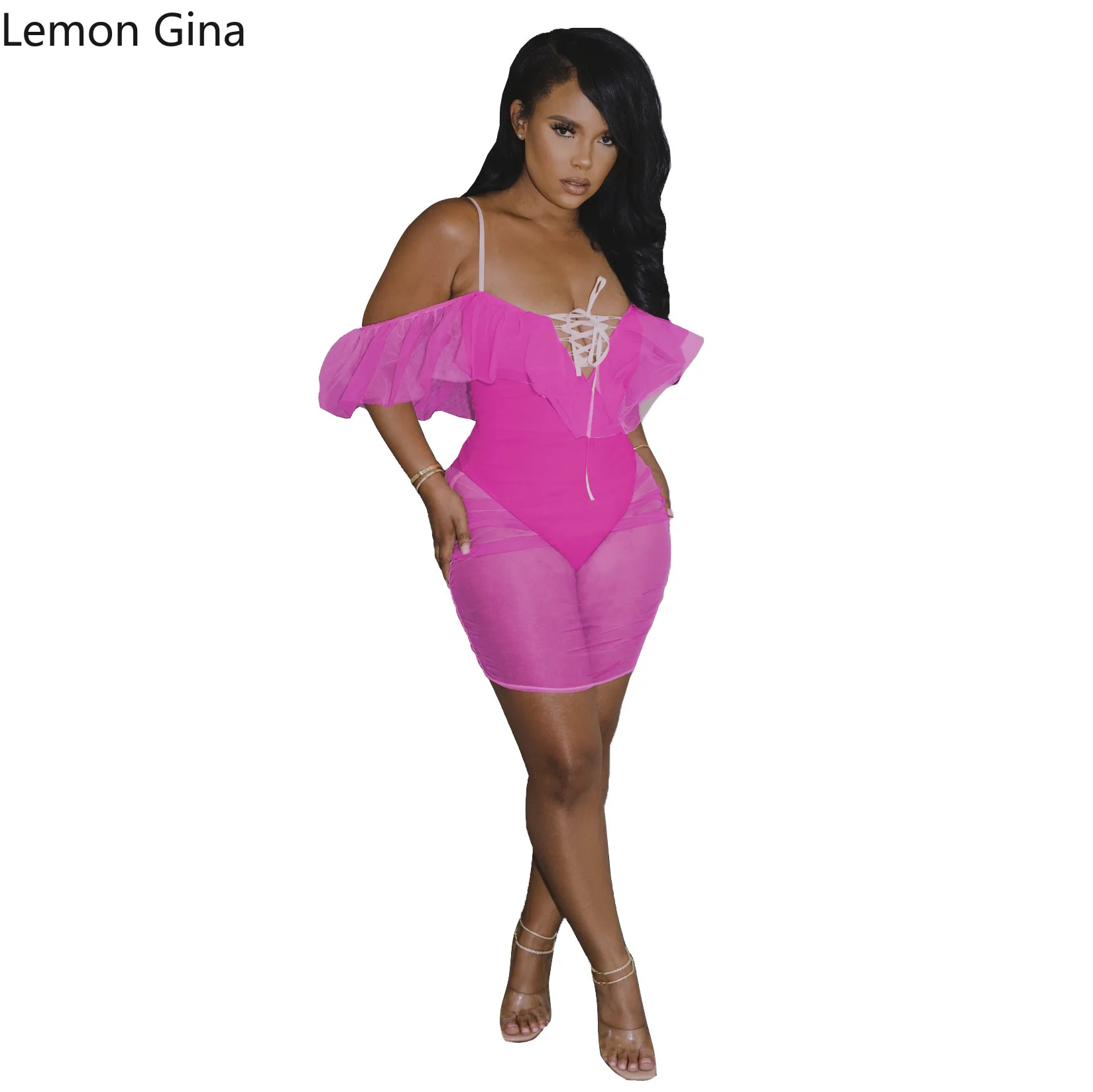 Комбинезон Lemon Gina купальник сетчатая прошивка без рукавов облегающий |