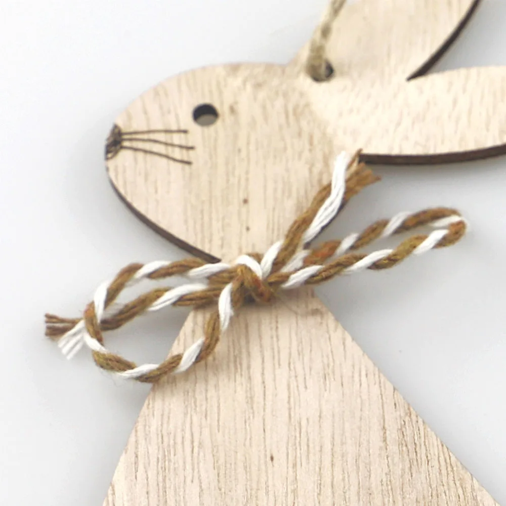 

4Pcs Easter Rabbit Wooden Decor DIY Crafts Easter Bunny Hanging Ornaments Happy Easter Decorations for Home Party Kids Gift