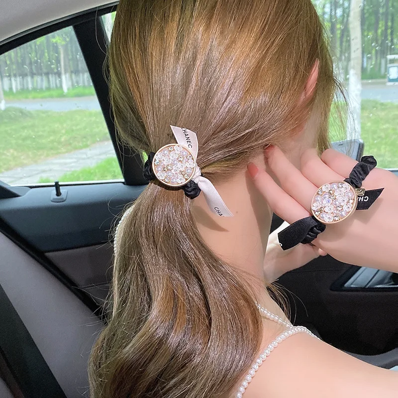 

Fashion Pearl Flower Hair Tie Rubber Band Hair Scrunchies Elastic Hair Bands Ties Rope Bands Ponytail Bands Hair Accessories