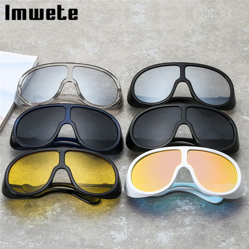 

Imwete Colored One-piece Sunglasses Women Men Fashion Brand Sun Glasses Colorful Eyewear Sunshade Mirror Thick Edge Frame