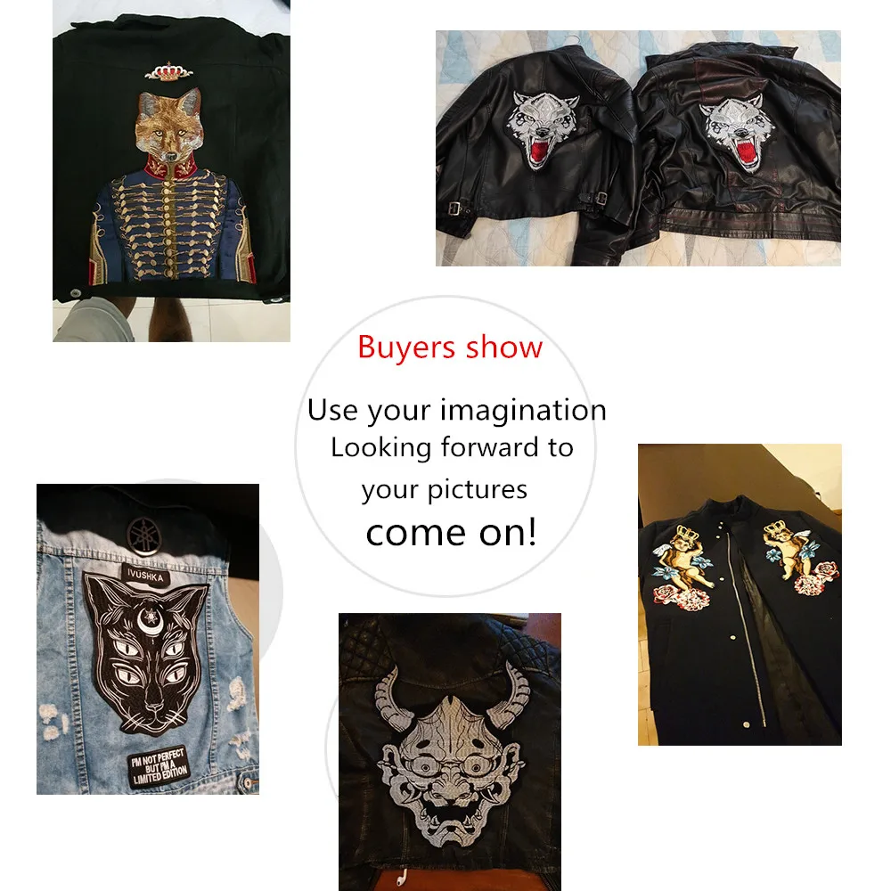 Властная большой головы тигра вышивка утюг на аппликация одежду DIY джинсовая