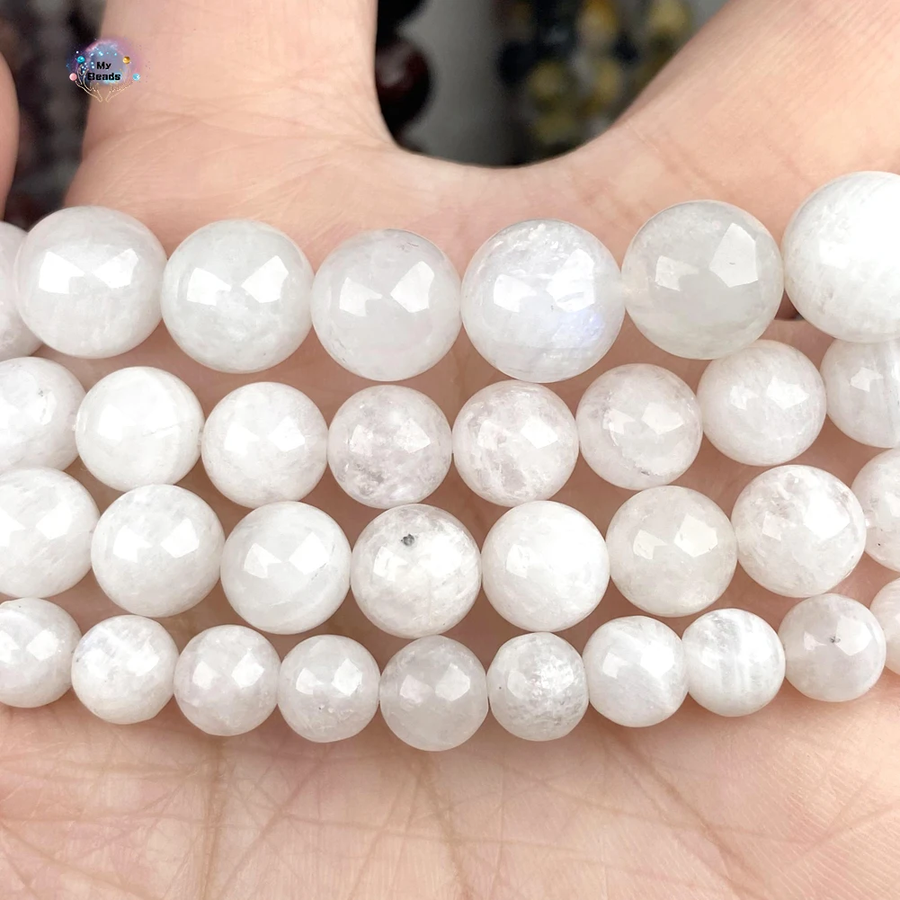 

Natural Stone Blue Moonstone Stone Loose Spacer Round Beads For Jewelry Making 4/6/8/10MM DIY Bracelet Accessories Wholesale