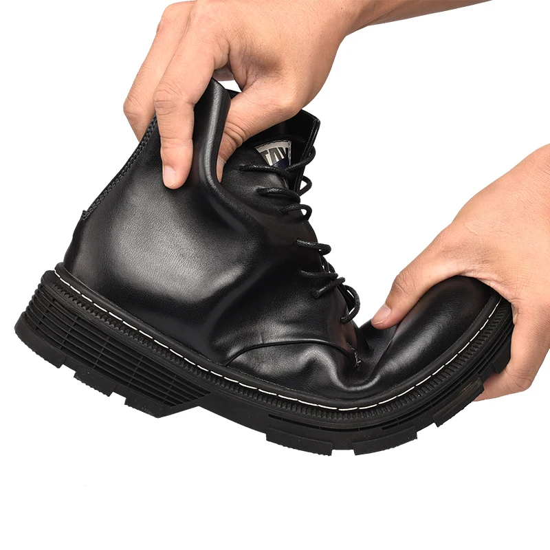 Ботинки мужские кожаные однотонные Челси на молнии винтажные байкерские