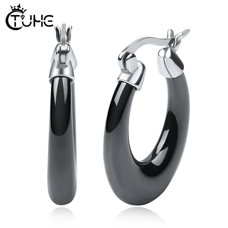 Женские клипсы для подарка на Рождество черные керамические серьги никогда не