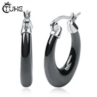 Серьги из керамики, черные, невыцветающие, для женщин, подарок на Рождество, свадьбу, день рождения, женские клипсы