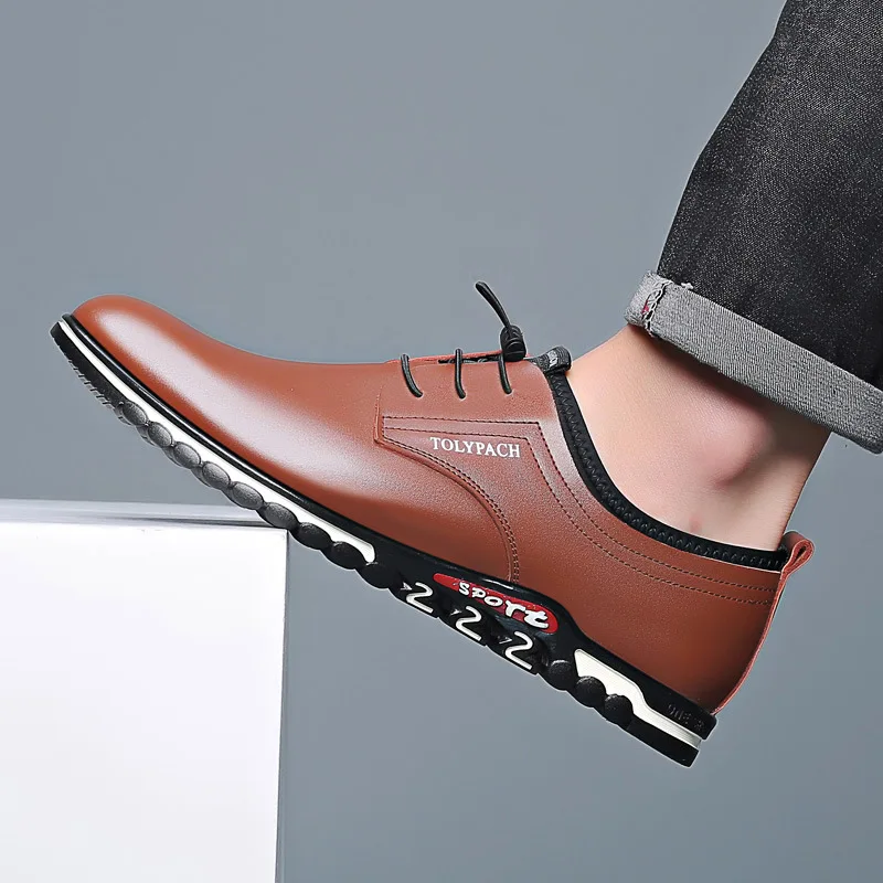 Brand Men Big Size Casual Leather Shoes 2019 New Thick Bottom Slip-on Round Toe Lace Up Oxford | Обувь