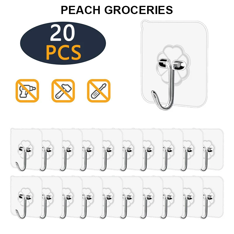 

20/10 Pcs Transparent Strong Self Adhesive Door Wall Hangers Hooks Suction Heavy Load Rack Cup Sucker for Home Kitchen Bathroom