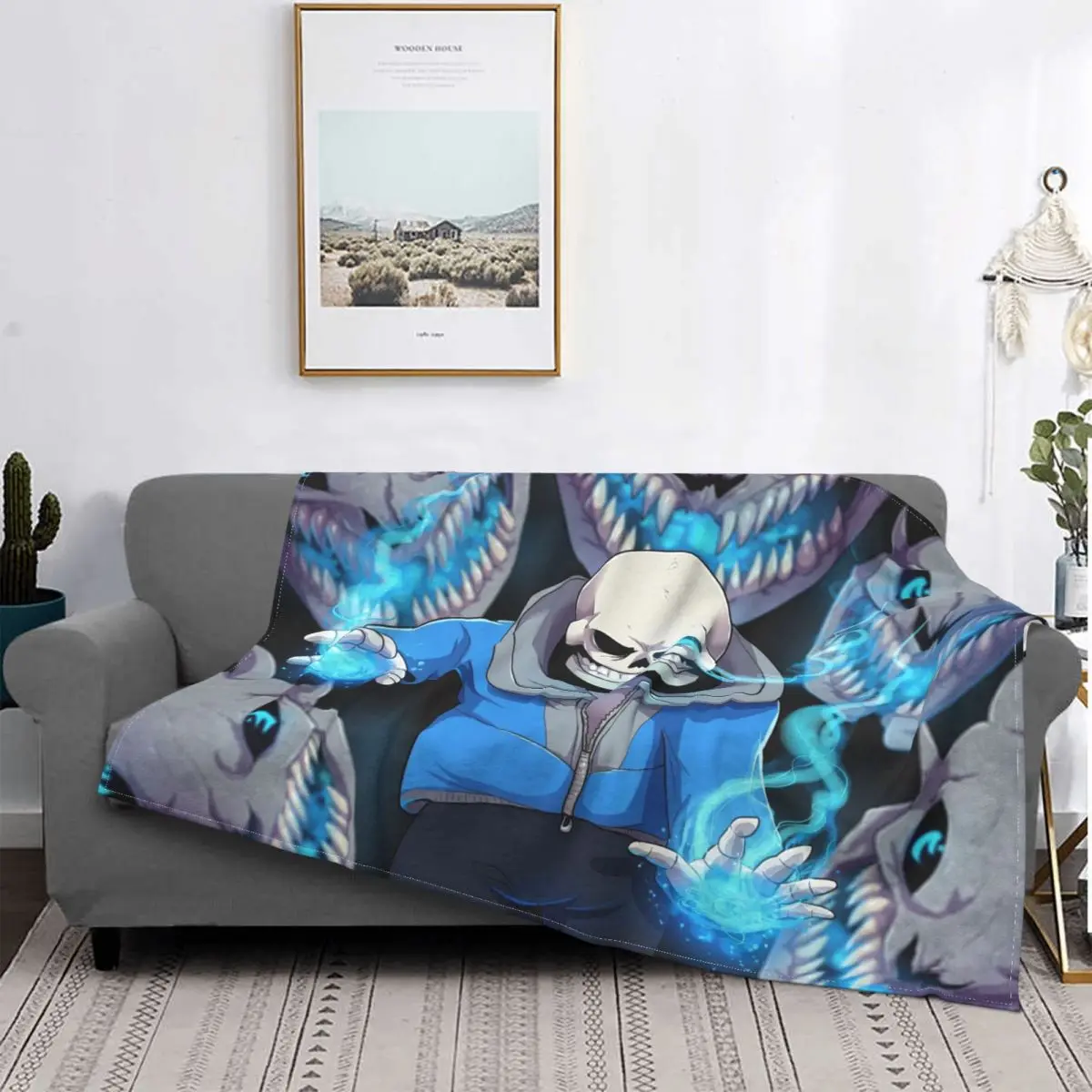 

Undertale Blanket Velvet Spring/Autumn Sans Game Breathable Soft Throw Blankets for Home Bedroom Bedspread