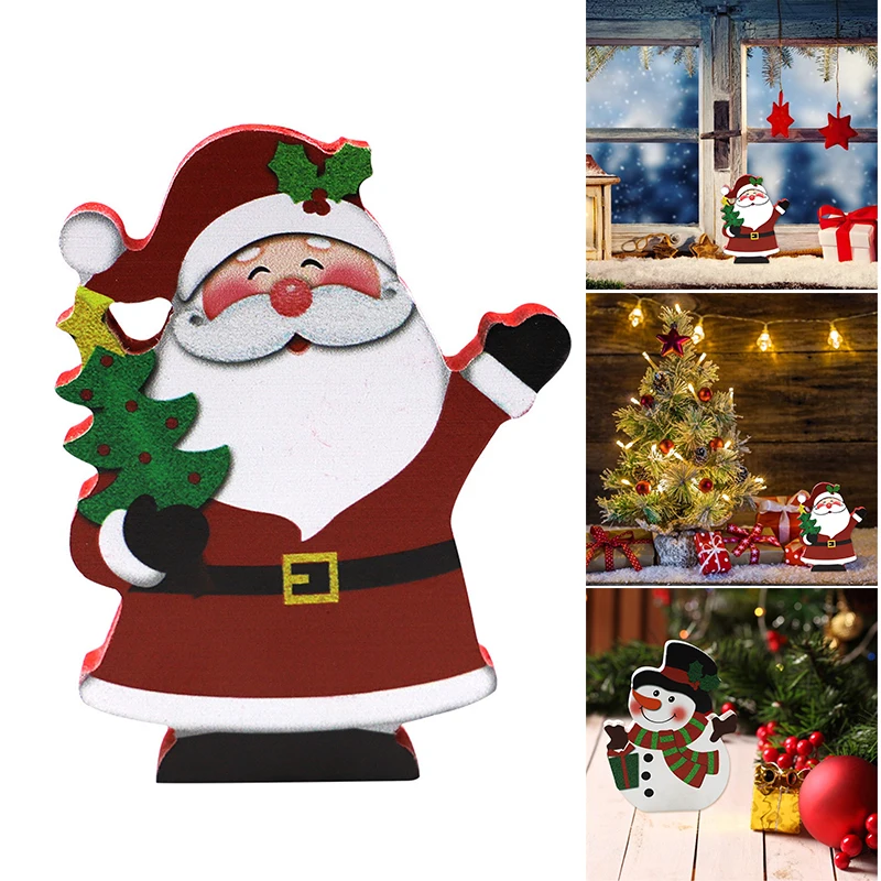 

2021 Christmas Table Decorations Wood Sign Crafts Santa Claus Snowman Wood Ornaments for Home Decor @LS