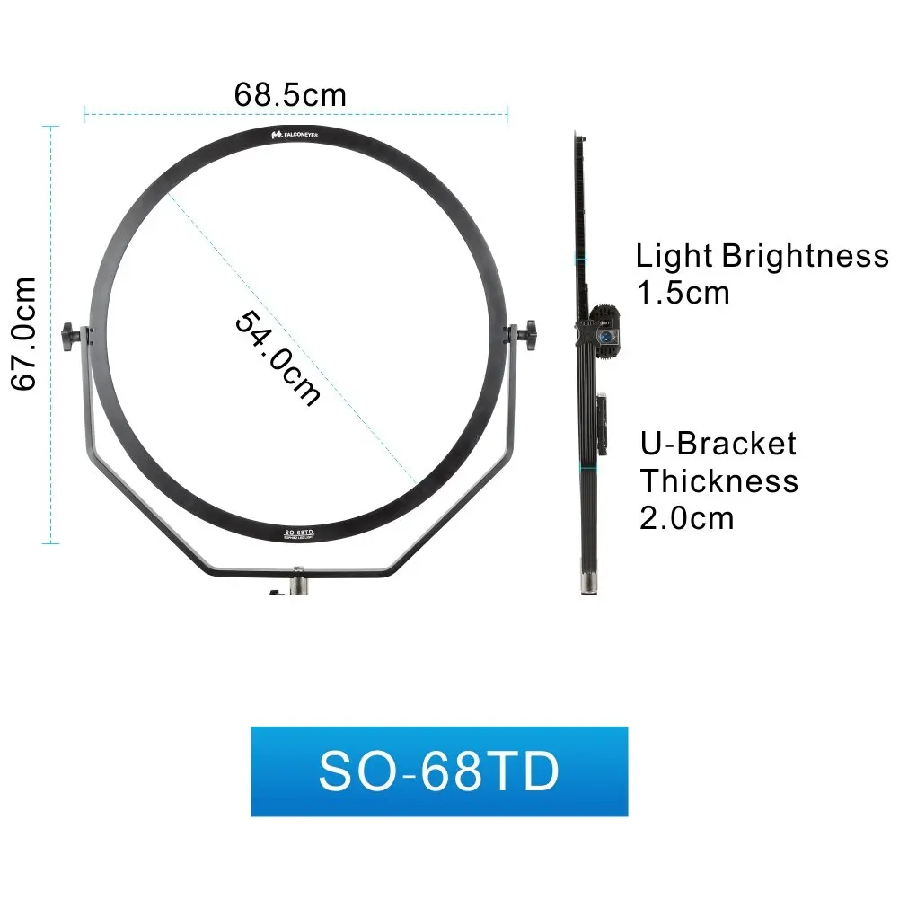 Falcon Eyes SO-68TD flapjack panel bicolor 68W ultra-thin 3000-5600K photography round led video studio light | Электроника