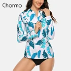 Топ женский с длинным рукавом, молнией спереди и цветочным принтом