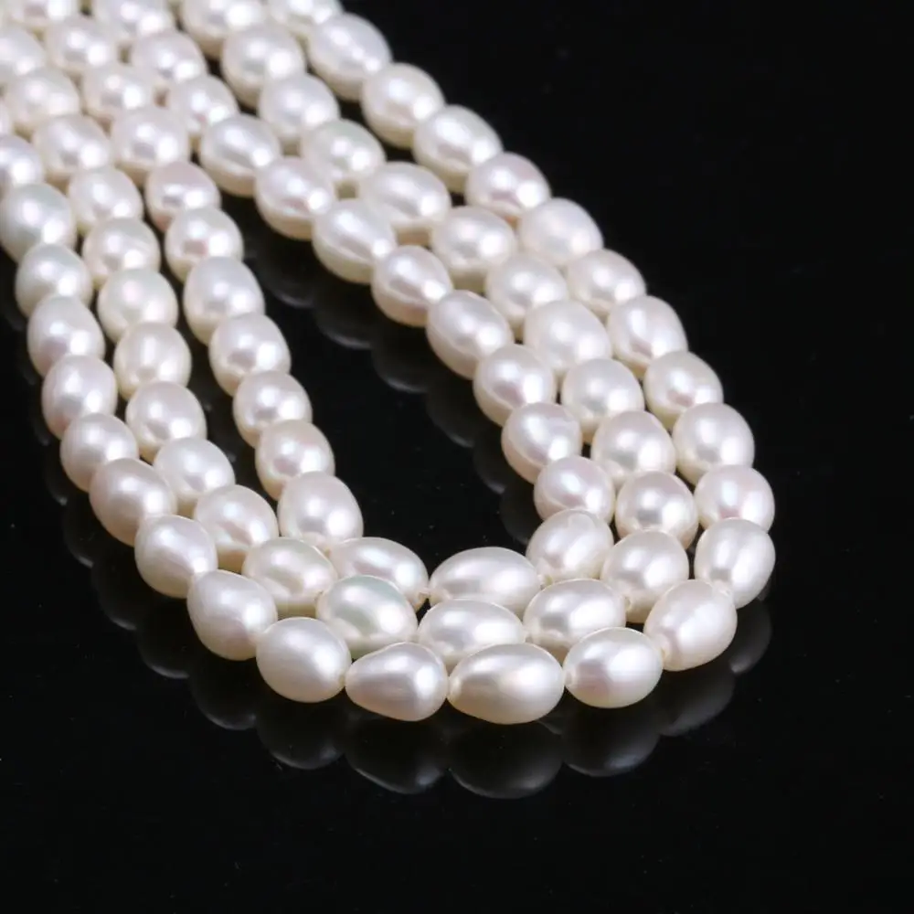 Натуральный Пресноводный Культивированный Жемчуг Бусины Форма риса бусины для